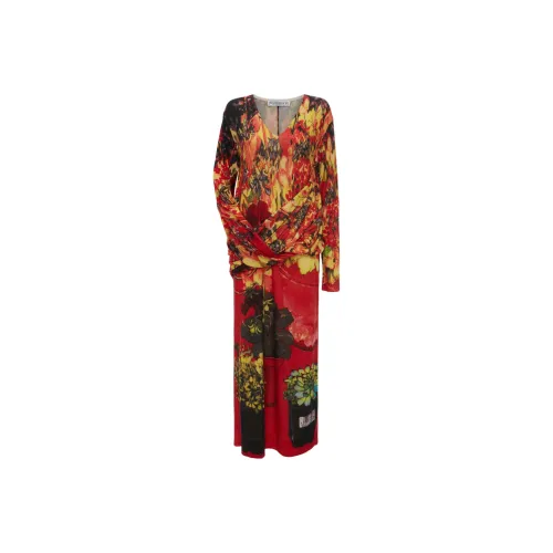 JW Anderson FW24 Длинное платье с длинными рукавами женское красное