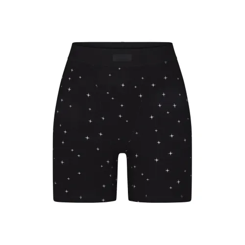 SKIMS Мягкий Lounge Boxers трусы Женские Onyx Sparkle с принтом Onyx Sparkle мерцающий принт