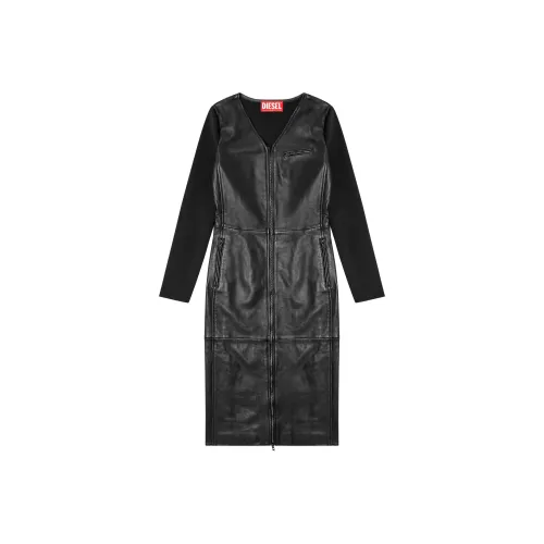 DIESEL FW24 Длинное платье с длинными рукавами женское черное