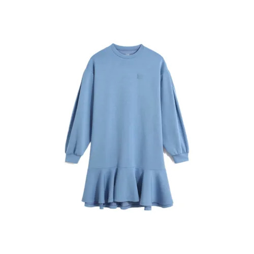 GAP Длинное платье с длинными рукавами женское синее