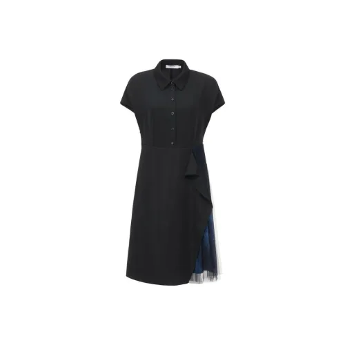VGRASS STUDIO Black Женские Короткие Платья с Рукавами