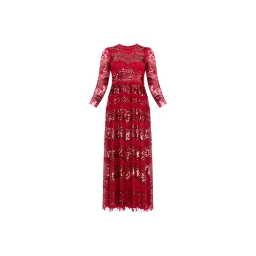 NEEDLE & THREAD Red Женские Длинные Платья с Рукавами