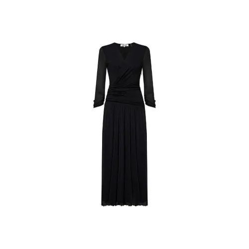 Diane von Furstenberg SS25 Длинное платье с длинными рукавами женское черное