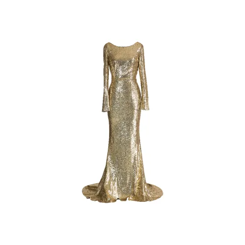 LIZZY Длинное платье с длинными рукавами женское золотого цвета