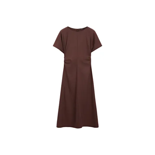 Massimo Dutti Короткий рукав Платье Женское Коричневое