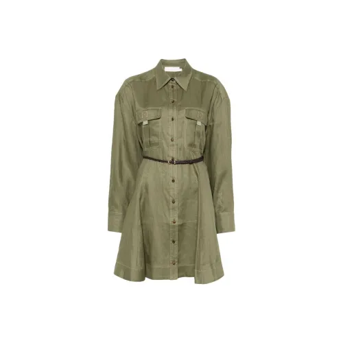 Zimmermann Wylie FW24 Длинное платье с длинными рукавами женское оливково-зеленый