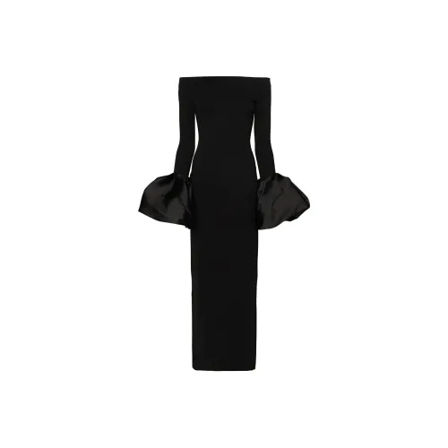 SOLACE LONDON Длинное платье с длинными рукавами женское черное