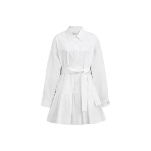 COACH SS24 Длинное платье с длинными рукавами женское белое