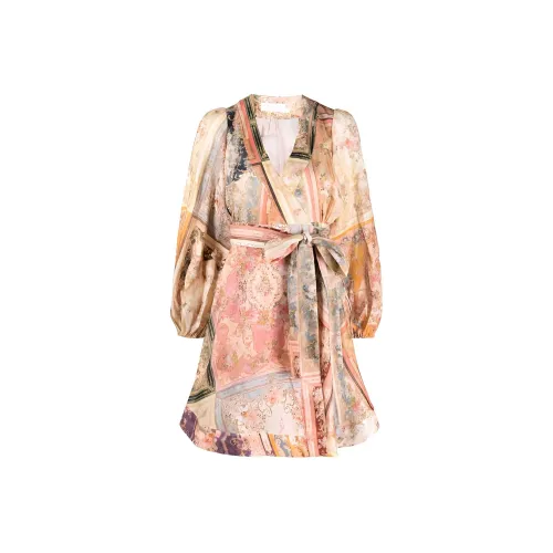 Zimmermann Длинное платье с длинными рукавами женское многоцветное