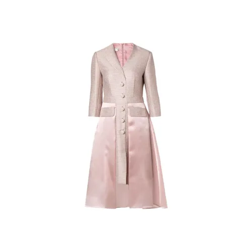 OBBLIGATO Длинное платье с длинными рукавами женское розовое