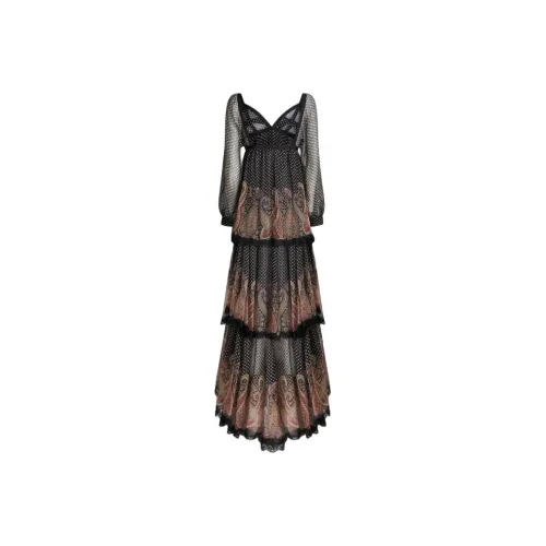 ETRO Черное Женское Длинное Платье с Рукавами