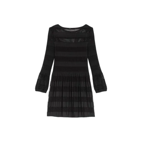 Maje Длинное платье с длинными рукавами женское черное