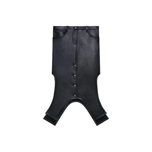 COURREGES FW24 REVERSED Длинная кожаная юбка кожа длинная юбка женская черный черный