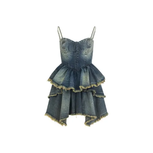 HUINIAN Slip Платье Женское Синее