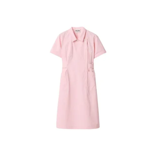 MIU MIU Короткий рукав Платье Женское Розовое