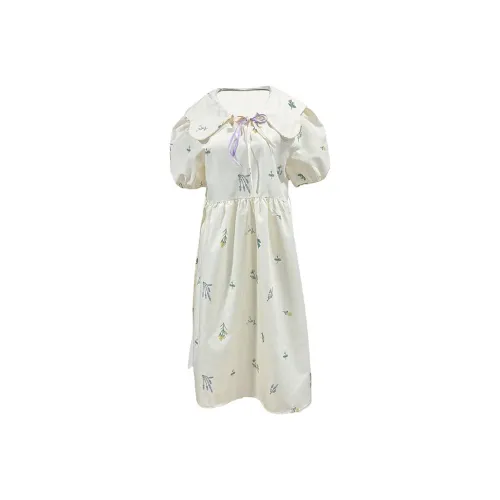 MOPB Короткий рукав Платье Женское Абрикосовое