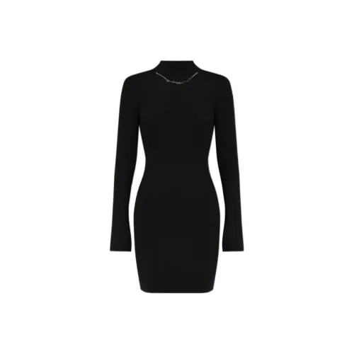 DIESEL Длинное платье с длинными рукавами женское черное