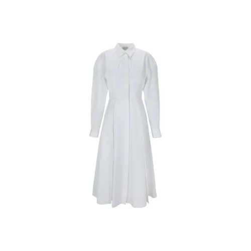 Alexander McQueen Белое Женское Длинное Платье с Рукавами