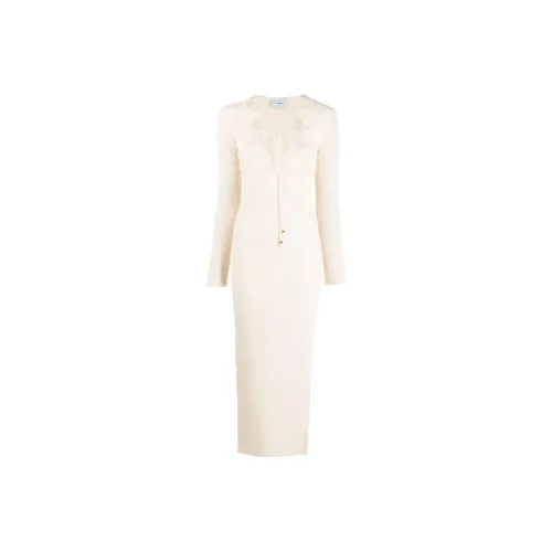 CASABLANCA Белое Женское Длинное Платье с Рукавами