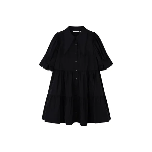 H'S Black Женские Короткие Платья с Рукавами