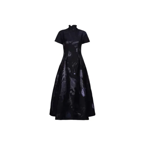 SHIATZY CHEN Black Женские Короткие Платья с Рукавами