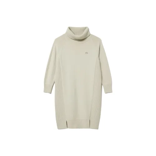 LACOSTE Длинное платье с длинными рукавами женское светло-серое