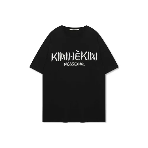 KIMHEKIM 1,5 Светоотражающий NEOSEOUL T Платье-рубашка Короткий рукав Платье Женское Черный Черный