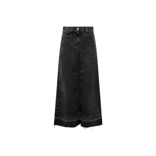 PALM ANGELS Denim Long Skirt Women's Black