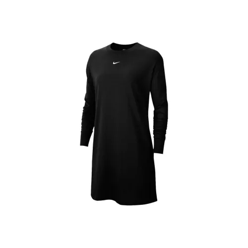 NIKE Черные Женские Длинные Платья с Рукавами