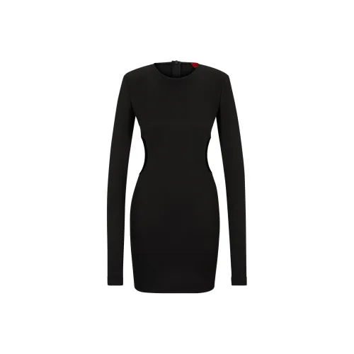 HUGO BOSS Черное Женское Длинное Платье с Рукавами
