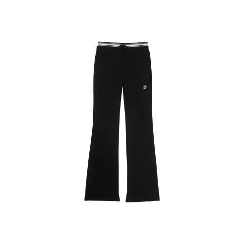 Victoria's Secret Розовый Цвет плюща Флис Split Hem FLARE Тренировочные брюки Чисто черный Вязаные Тренировочные брюки Женские Чисто черный