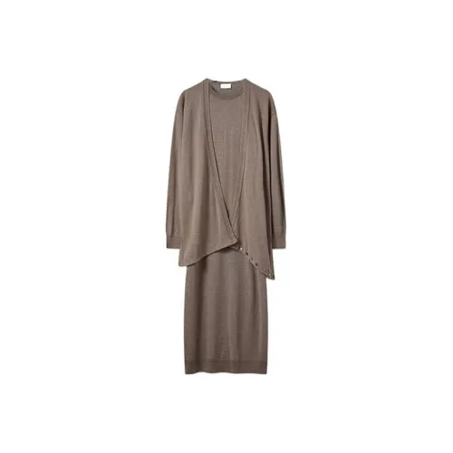 Lemaire Серо-коричневый Женские Длинные Платья с Рукавами
