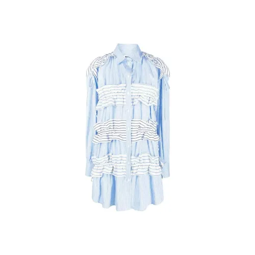 MSGM Blue Женские Длинные Платья с Рукавами