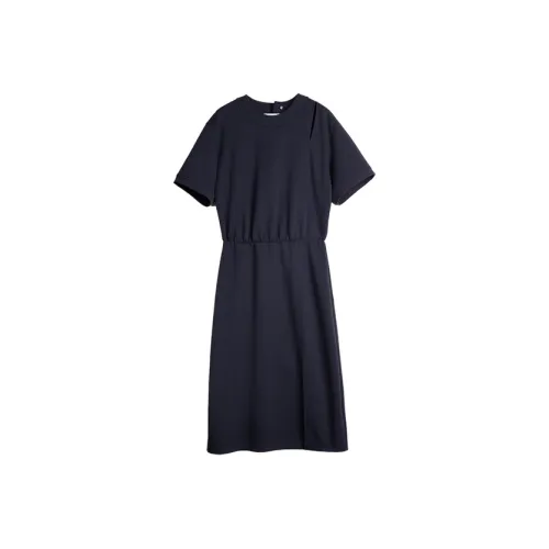 ELLE Короткий рукав Платье Женское Темно-синий