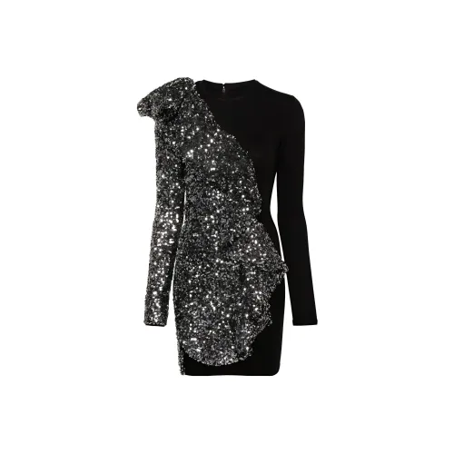 Rotate Длинное платье с длинными рукавами женское черное