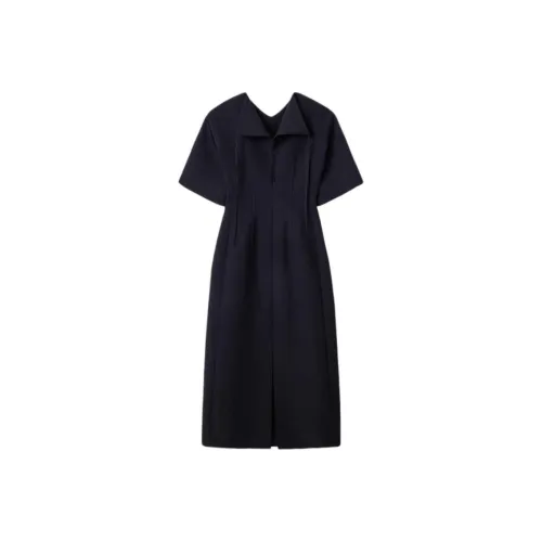 Carven Черное Женское Короткое Платье с Рукавами