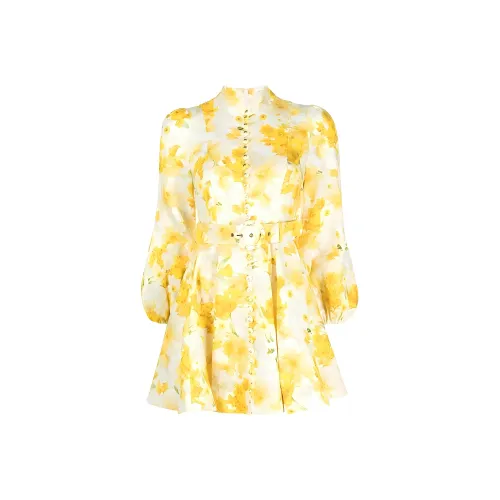 Zimmermann SS23 Длинное Платье с Длинными Рукавами Женское Желтое