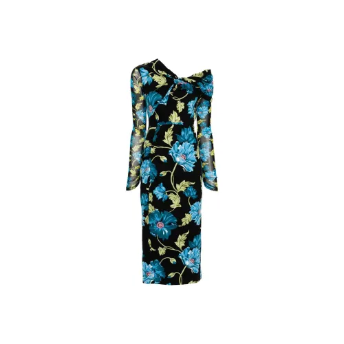 DVF Diane Von Furstenberg SS24 Длинное платье с длинными рукавами женское черное