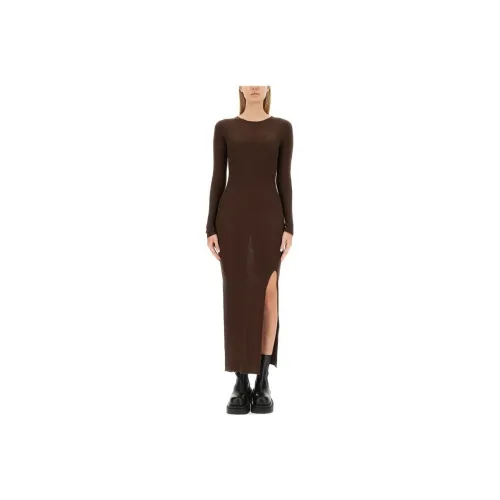 RICK OWENS Коричневый Женские Длинные Платья с Рукавами
