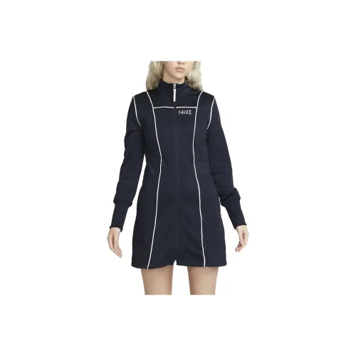NIKE Черные Женские Длинные Платья с Рукавами