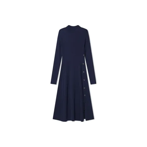 COVERINS Длинное платье с длинными рукавами женское темно-синий