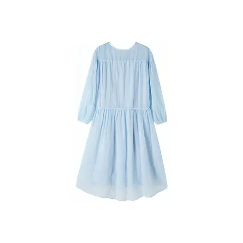 MT Длинный рукав Платье Женское Светло-синий