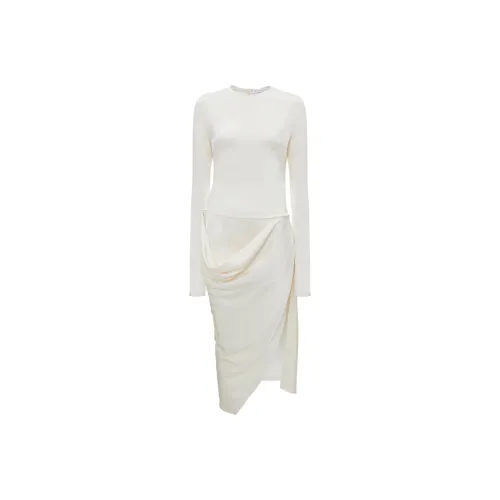 JW Anderson Белое Женское Длинное Платье с Рукавами