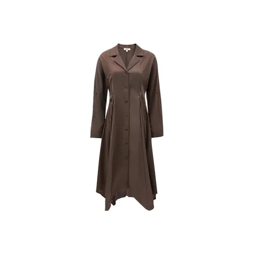Only E09 Темный Пыль Серый Шоколадно-коричневый Женские Длинные Платья с Рукавами