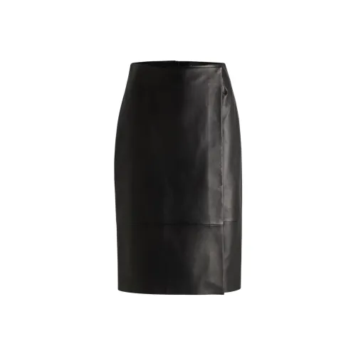 HUGO BOSS Черные Женские Кожаные Длинные Юбки