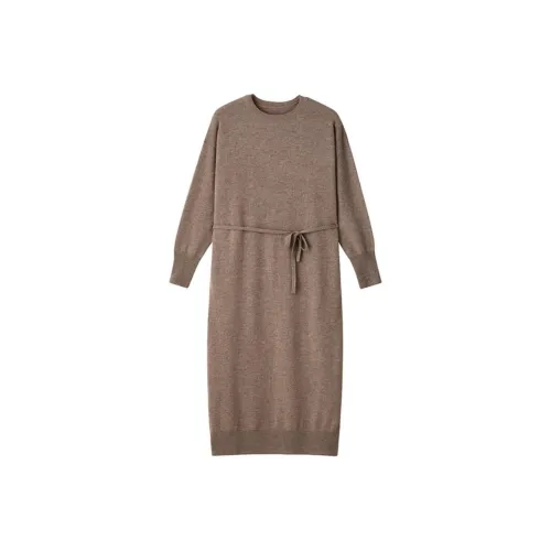 MUJI Длинное платье с длинными рукавами женское