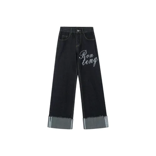 Ctbcaptainbeer Джинсы Женские Черный 2 [С подворотом ширина штанины внизу]