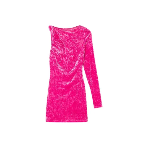 FANSIZHE Длинное платье с длинными рукавами женское розово-красное