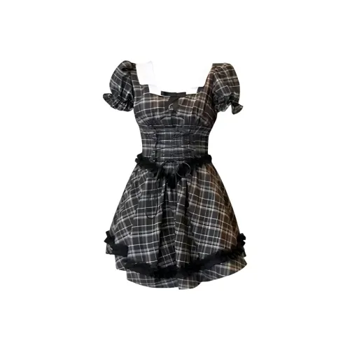 PLANE DRIFT Короткий рукав платье женское в клетку