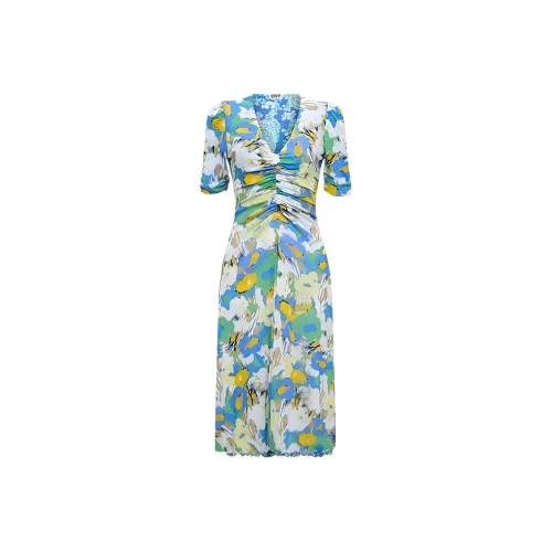 Diane von Furstenberg Бирюзовый Женские Короткие Платья с Короткими Рукавами